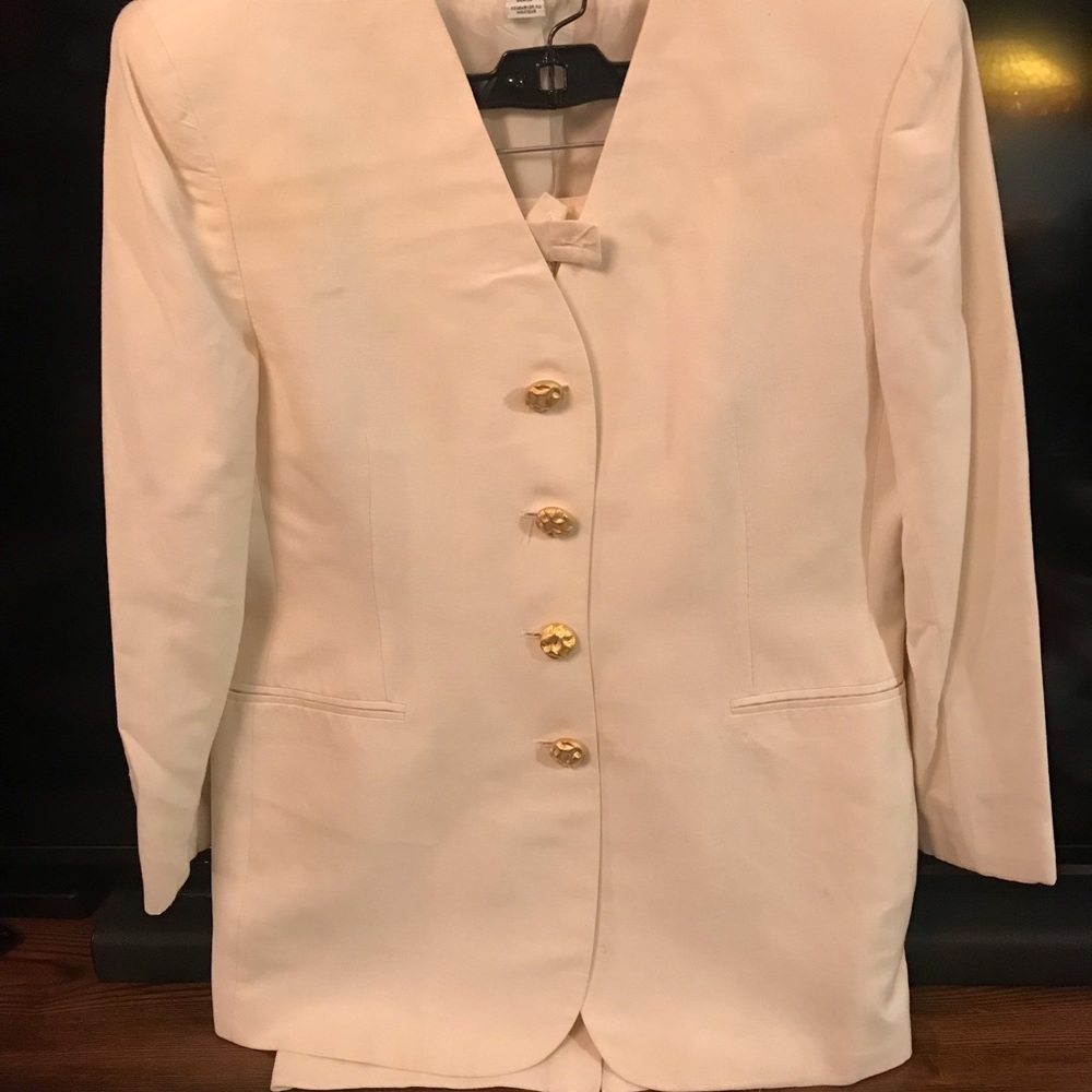 White linen skirt suit